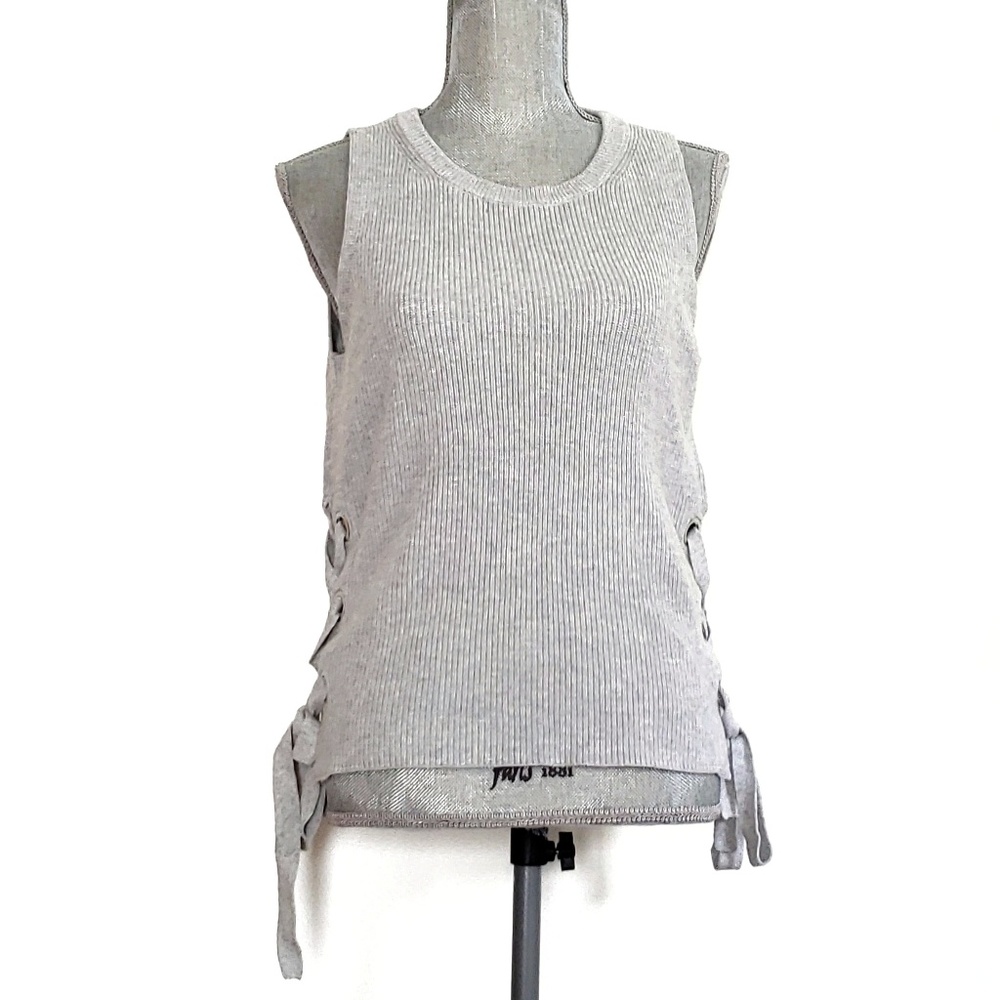 1. STATE Grey Ribbed Knit Top with Laced Sides